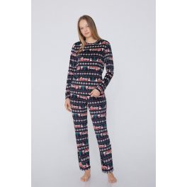   Tezenis Hosszú Mikropolár Pizsama Szett Skandináv Mintával 